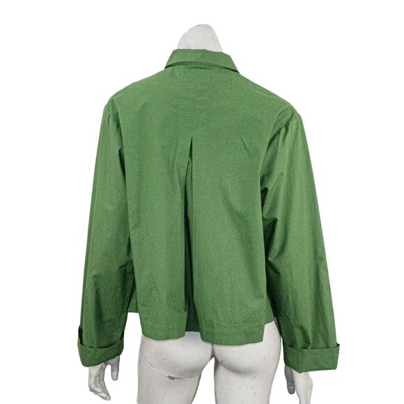 Khadi & Co Bess Nielsen Long Sleeve Button up Blouse in Green Women's Size L - Picture 4 of 12